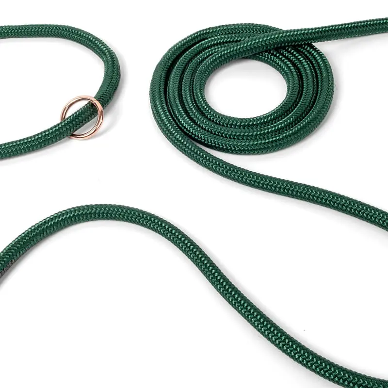 Smycz miejska sznurowa dla psa lub kota - butelkowa zieleń data-lazy-src=