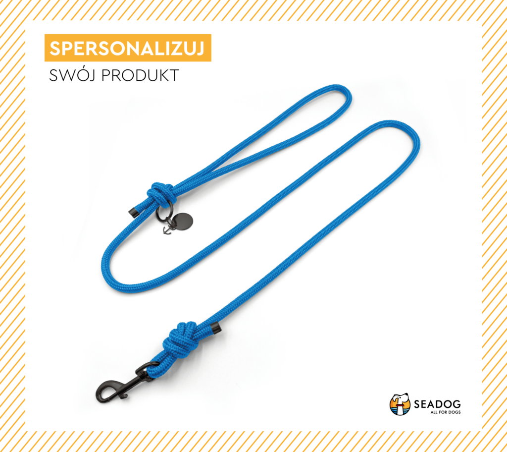 Smycz miejska sznurowa dla psa lub kota - niebieska data-lazy-src=