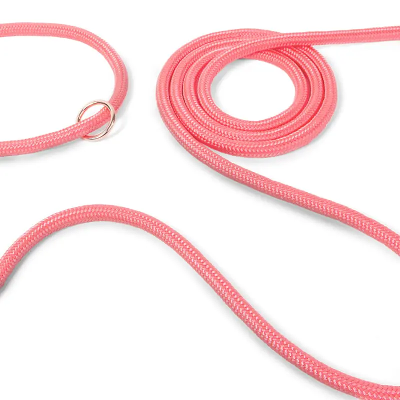 Smycz miejska sznurowa dla psa lub kota - różowa data-lazy-src=