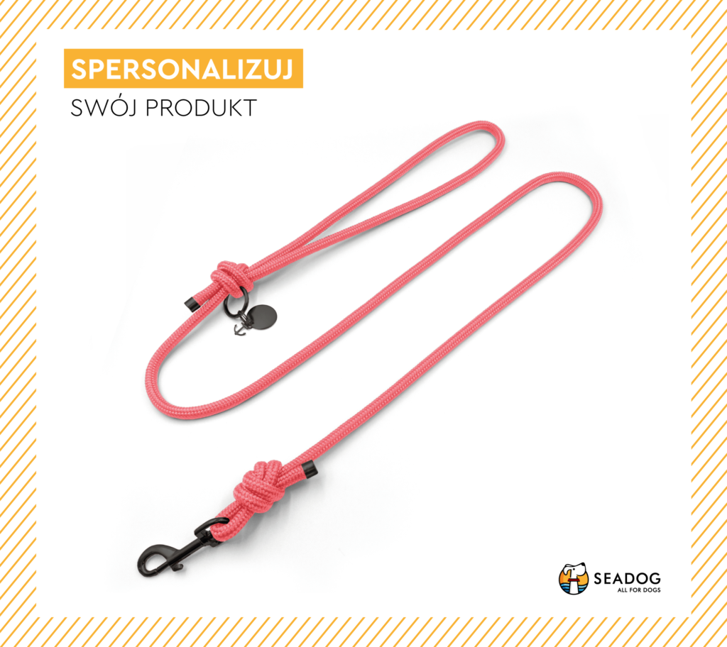 Smycz miejska sznurowa dla psa lub kota - różowa data-lazy-src=