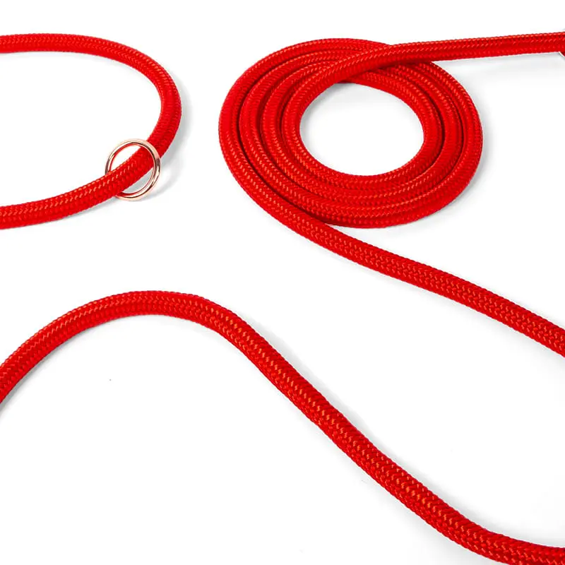 Smycz przepinana sznurowa dla psa lub kota - czerwona data-lazy-src=