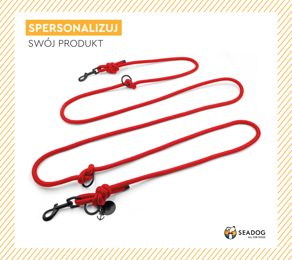 Smycz przepinana sznurowa dla psa lub kota - czerwona data-lazy-src=