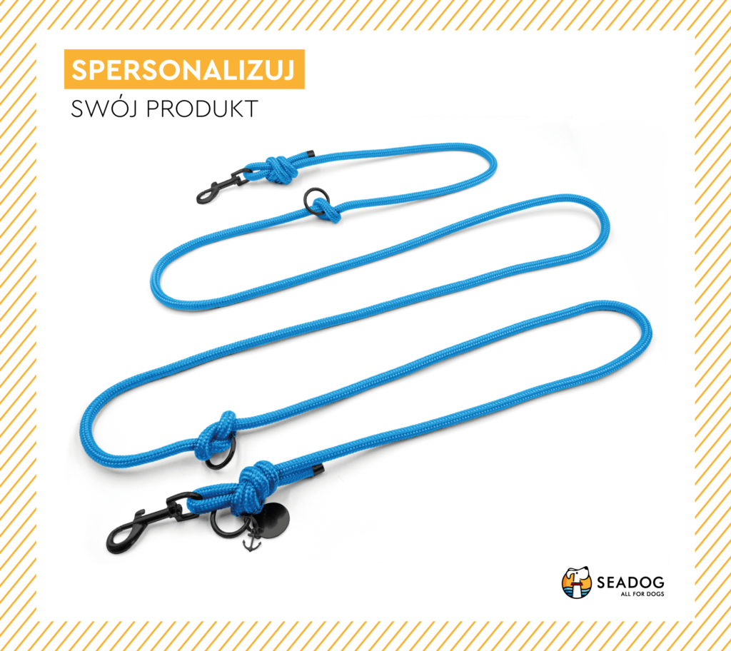 Smycz przepinana sznurowa dla psa lub kota - niebieska data-lazy-src=