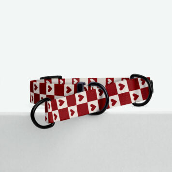 Bordowa obroża półzaciskowa dla psa w beżową szachownicę SEADOG - typ martingale