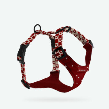 Bordowe szelki bezuciskowe dla psa w beżową szachownicę SEADOG - typ soft z siateczką