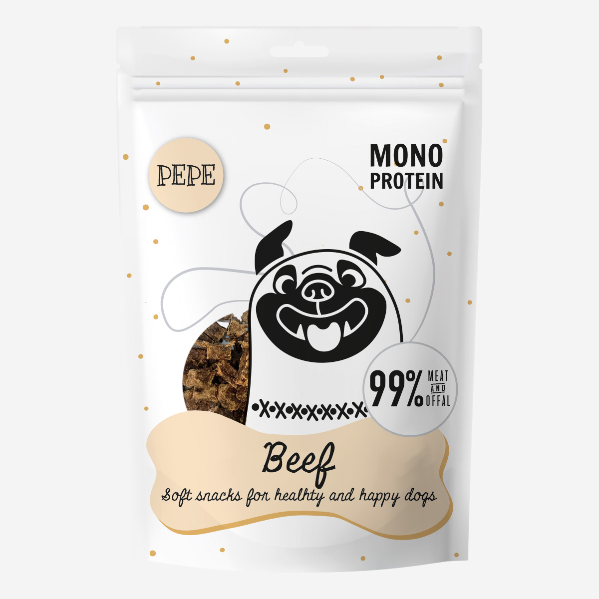 Przysmak dla psa PEPE Beef wołowina 70g – monobiałkowy smaczek z 99% wołowiną
