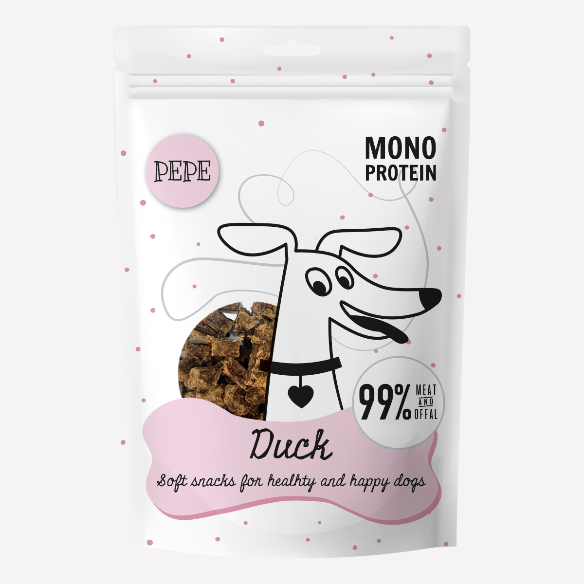 Przysmak dla psa PEPE Duck kaczka 70g – monobiałkowy smaczek z 99% mięsa kaczki