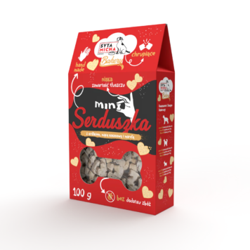 Syta Micha Mini Serduszka – bezglutenowe ciastka dla psa z królikiem, kokosem i morelą 100g