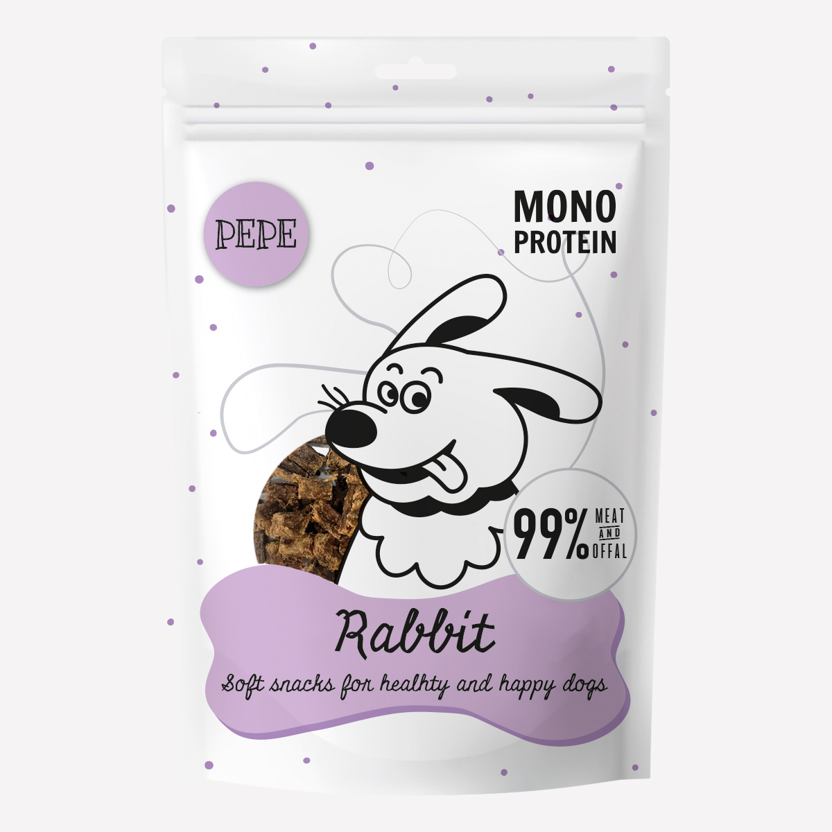 Przysmak dla psa PEPE Rabbit królik 70g – 55,7% białka, monobiałkowy novel protein