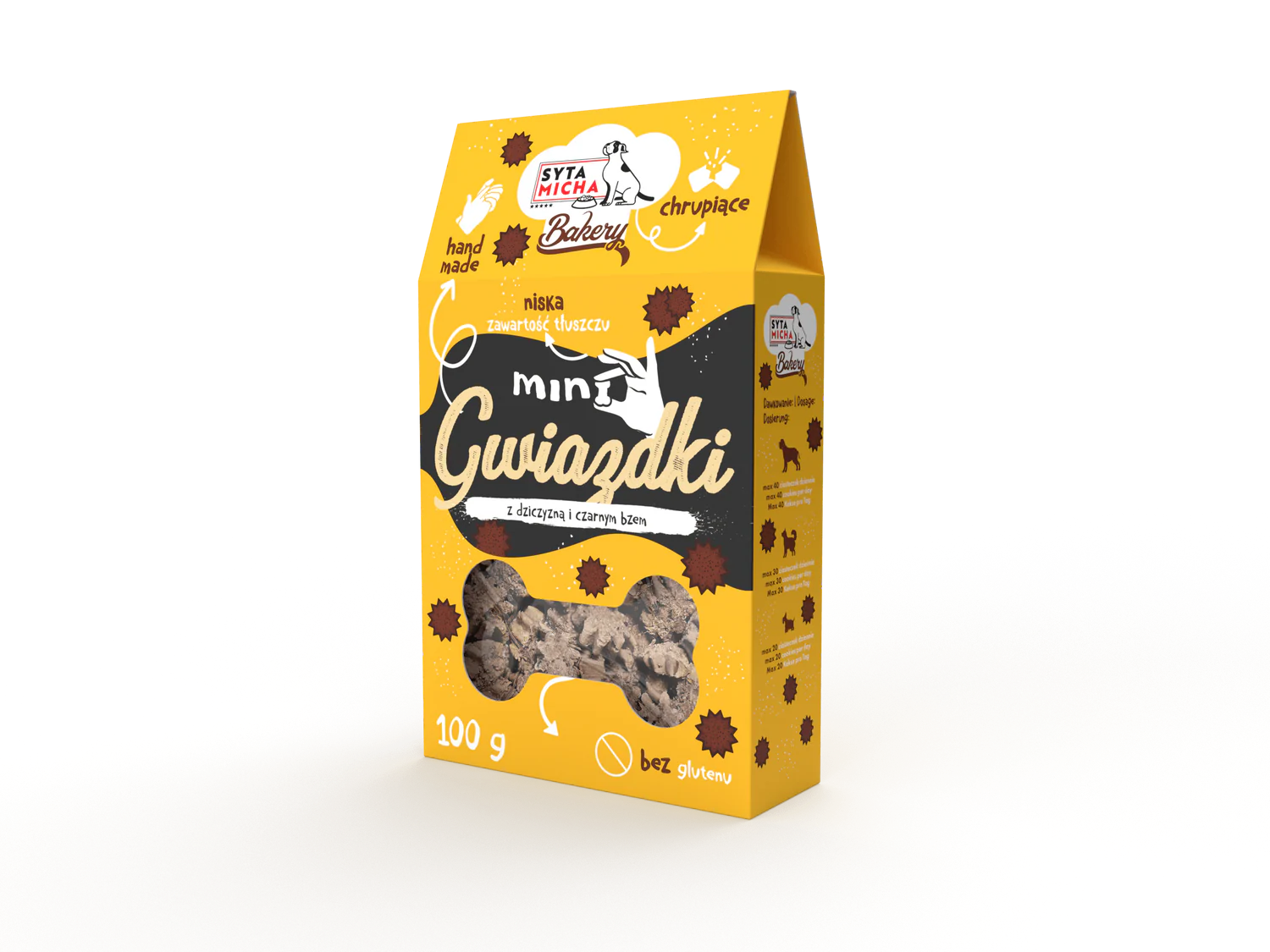 Syta Micha Mini Gwiazdki – bezglutenowe ciastka z dziczyzną i czarnym bzem 100g