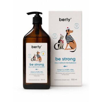 Berty be strong - Omega-3 oil from wild marine fish 500ml in a dark glass bottle with a pump