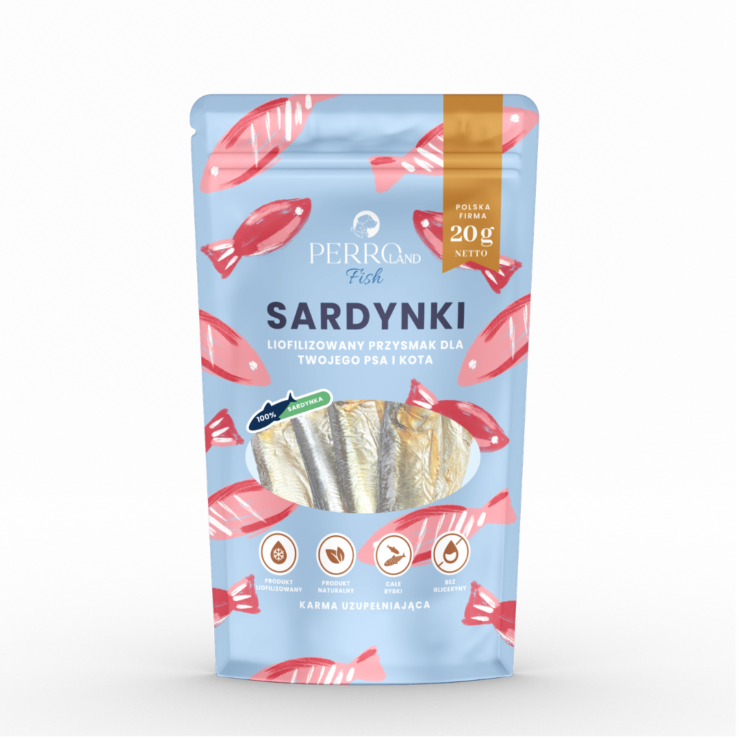 PERROland Fish Sardynki Liofilizowane 20g - naturalny przysmak z jednego składnika dla psa i kota